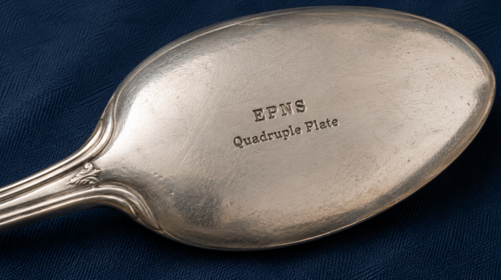 Illustration of EPNS and Quadruple Plate quality grading marks on silverplate